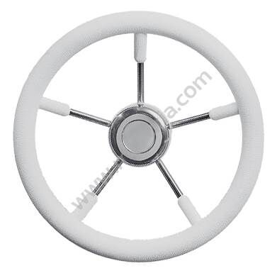 KIEROWNICA 320 MM, BIAŁA OBRĘCZ PVC, STALOWE RAMIĘ