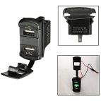 GNIAZDO PODWÓJNE USB+WOLTOMIERZ  12/24V