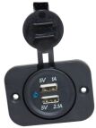 GNIAZDO USB 5V,1A+2,1A  Z OPRAWKĄ 60x42 MM