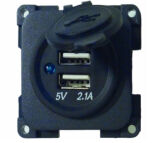 GNIAZDO USB  5V/1+2,1A SZARE