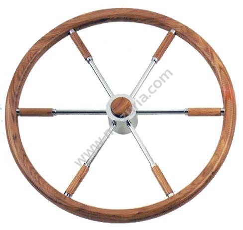 KOŁO STERU 900 MM, OBRĘCZ TEAK, RAMIONA NIERDZEWNE