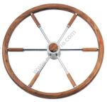KOŁO STERU 400 MM, OBRĘCZ TEAK, RAMIONA NIERDZEWNE