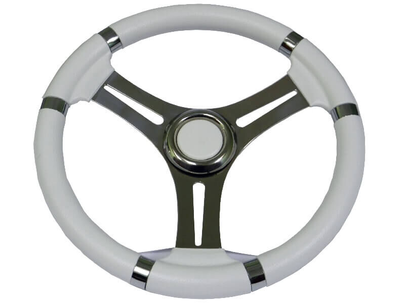 KIEROWNICA 350 MM OBRĘCZ BIAŁE PVC, RAMIONA NIERDZ