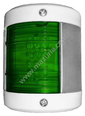 LAMPA BOCZNA LED ZIELONA, 75X65X55 MM, BIAŁA
