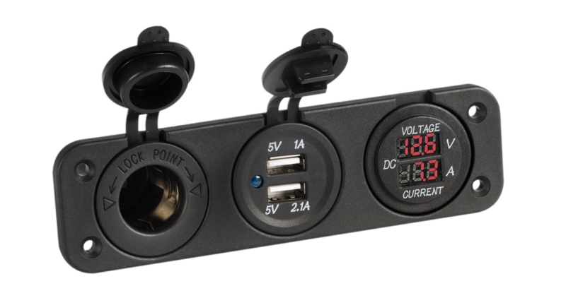 GNIAZDO ZAPALNICZKI+ USB 5V,1A+2,1A+AMP+WOLT